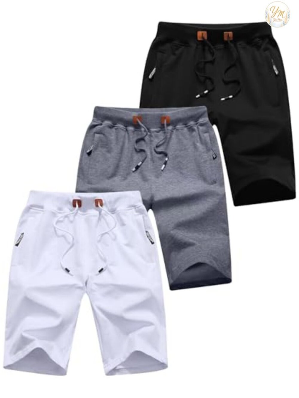Drawstring Waist Cargo Shorts Cotton Stretch Zipper Pockets
